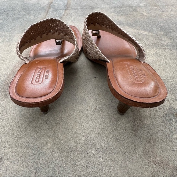 Coach Shaw Leather Woven Heeled Slide Snake Print Sandals Size 6.5 NWOB - Picture 4 of 10